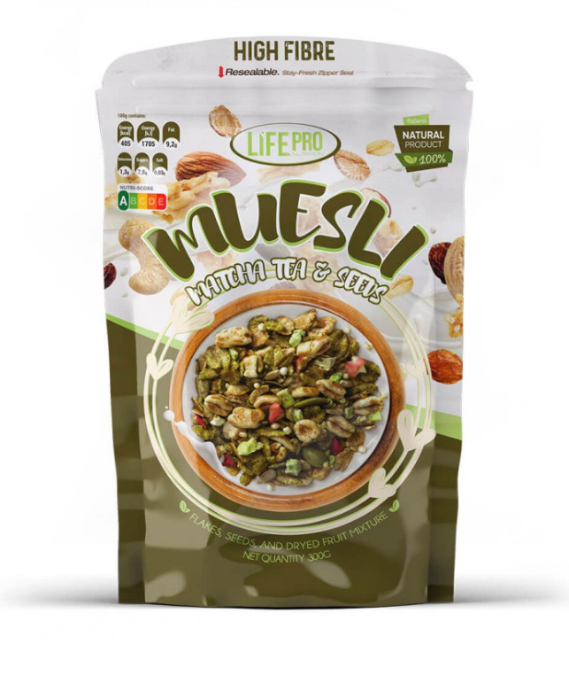 Muesli Matcha Tea and Seeds 300Gr - Life Pro