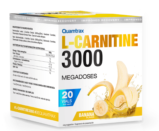 L- Carnitina 3000, sabor Platano, 20Viales - Quamtrax