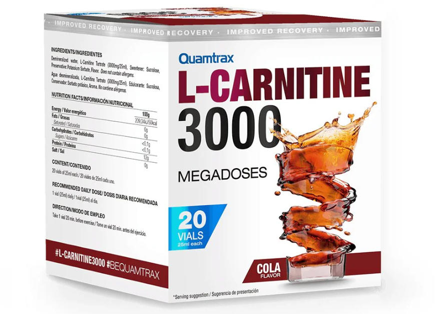 L- Carnitina 3000, sabor Garcinia Cola, 20Viales - Quamtrax