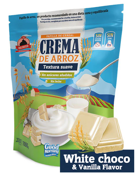 Crema de Arroz Chocolate Blanco y Vainilla , 1Kg - Max Protein