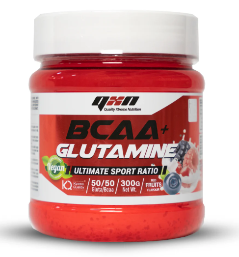 BCAA+Glutamine, Sabor Frutos Rojos, 300G - QXN