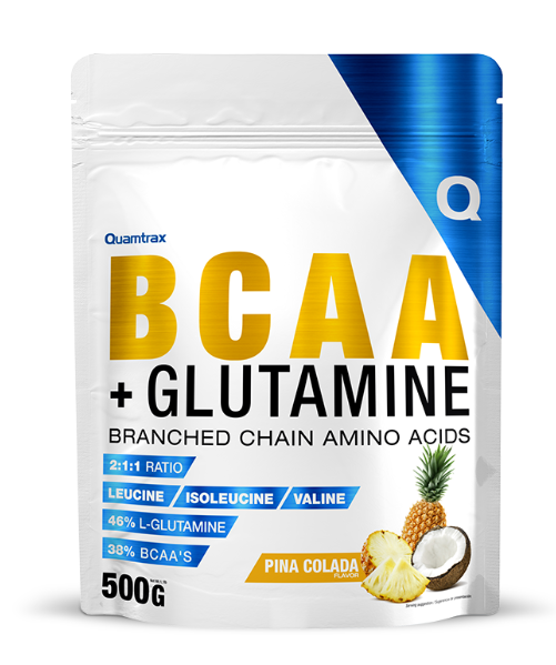 BCAA + Glutamina,500Gr, Sabor Piña Colada - Quamtrax