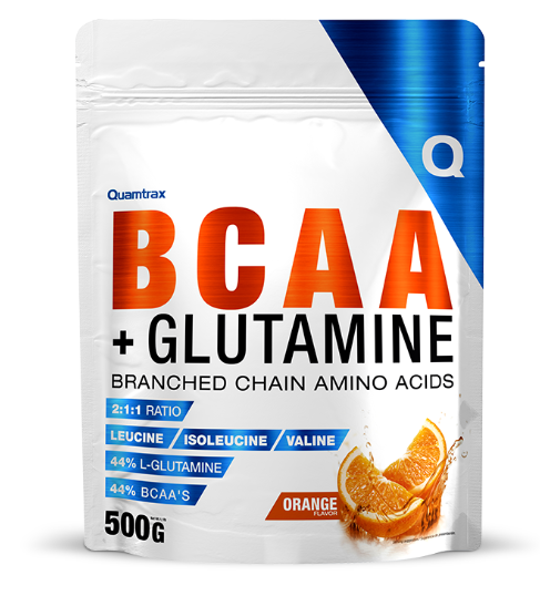 BCAA + Glutamina,500Gr, Sabor Naranja  - Quamtrax