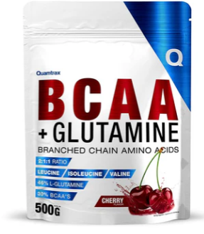 BCAA + Glutamina,500Gr, Sabor Cereza- Quamtrax