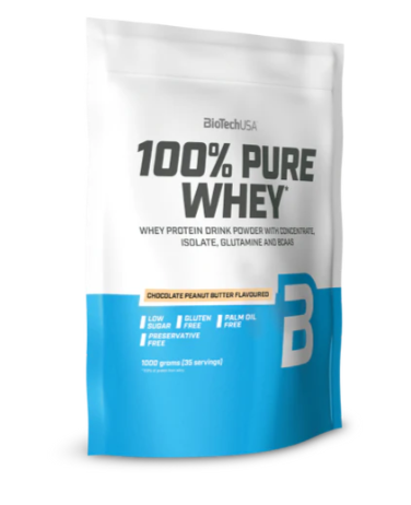 100% Pure Whey, sabor Cacahuete Chocolate , 1 Kg - BiotechUSA