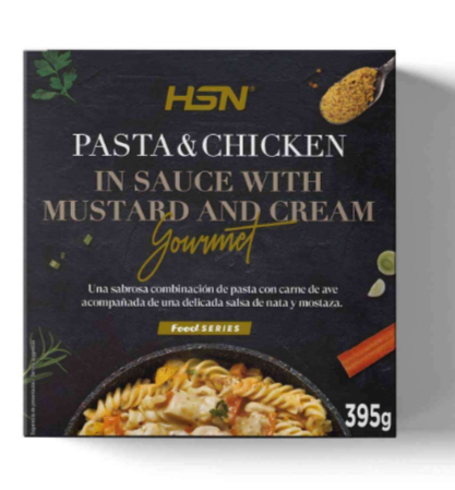 Platos Preparados Fit, Gourmet Pasta con Pollo en salsa de Nata y Mostaza  -  420 Gr