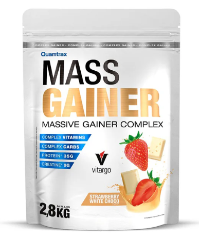 Mass Gainer Chocolate Blanco y Fresa, 2.8Kg - Quamtrax