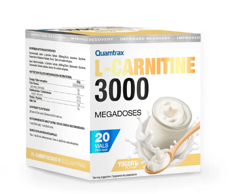 L- Carnitina 3000, sabor Yogurt, 20Viales - Quamtrax