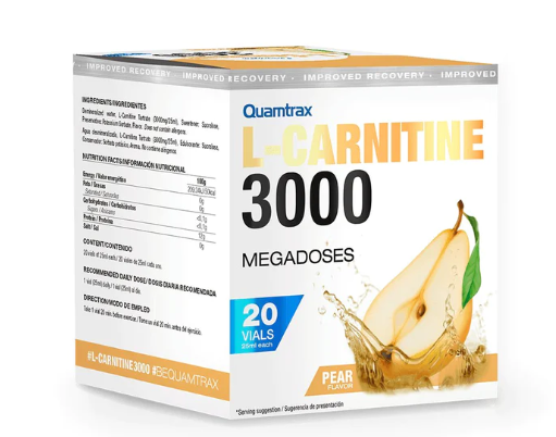 L- Carnitina 3000, sabor Pera, 20Viales - Quamtrax