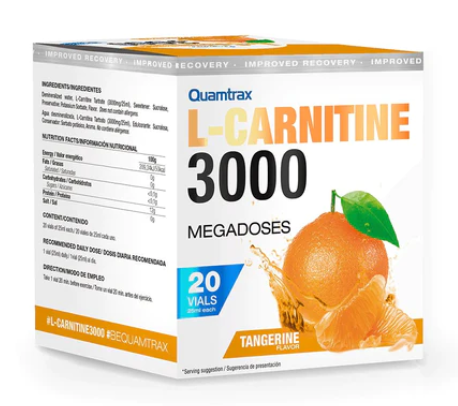 L- Carnitina 3000, sabor Mandarina, 20Viales - Quamtrax