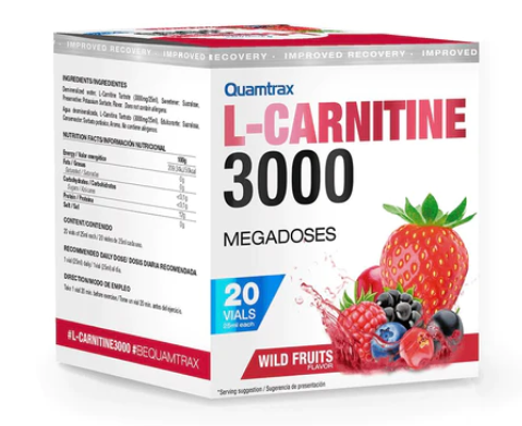 L- Carnitina 3000, sabor Frutos Rojos, 20Viales - Quamtrax