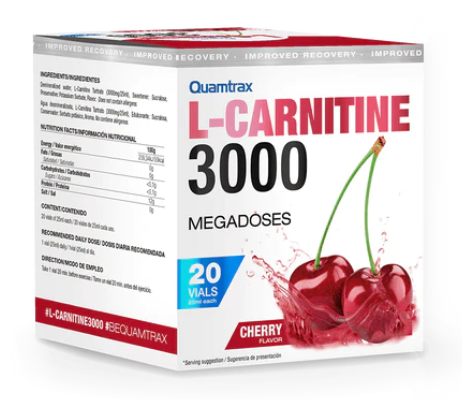 L- Carnitina 3000, sabor Cereza, 20Viales - Quamtrax