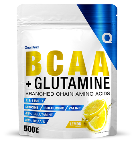 BCAA + Glutamina,500Gr, Sabor Limón  - Quamtrax