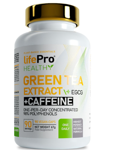 Green Tea + Egcg + Caffeine 90 Vegancaps 98% Polyphenols - LIFE PRO